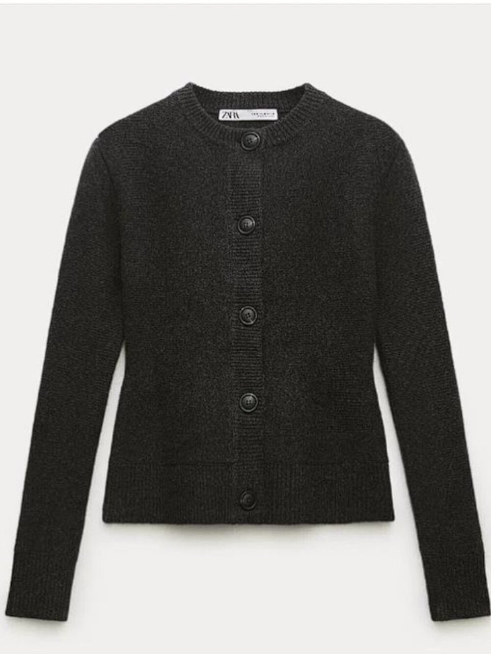 ZARA Women's Wool Knit Fitted Cardigan Size M in Anthracite